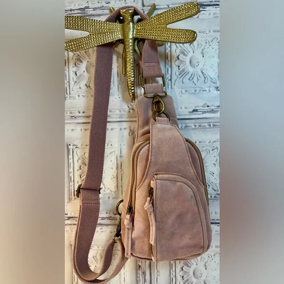 Free people Hudson sling bag dusty mauve pink new without tags never used - Picture 6 of 15